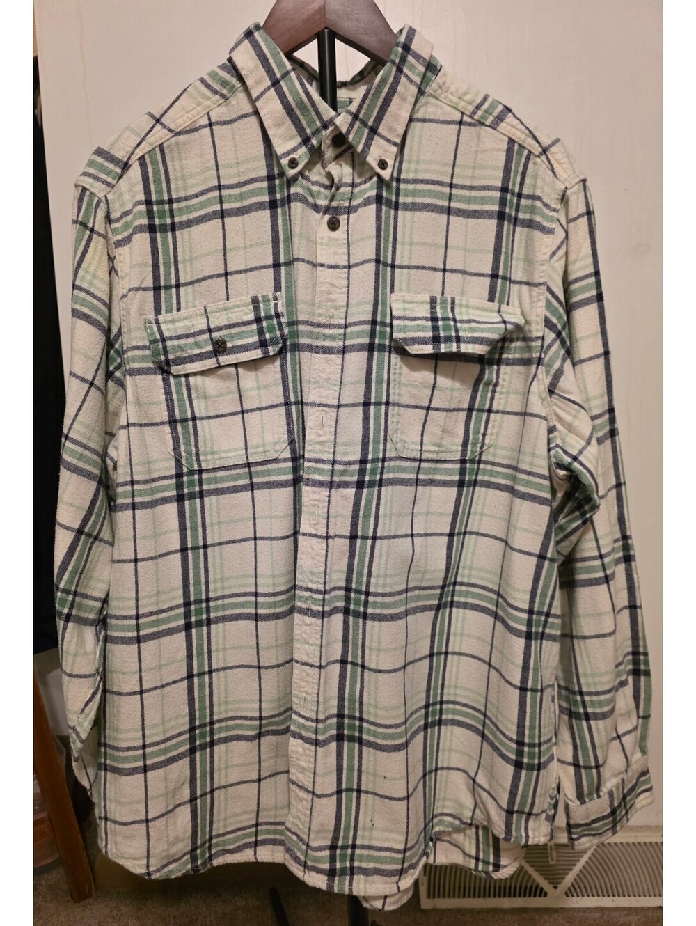 Faded Glory green plaid button front shirt size XL